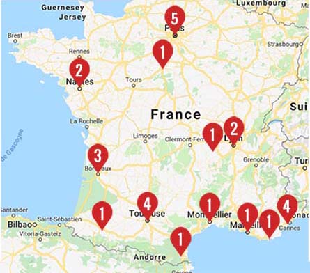 carte de france des points de retrait Annexx